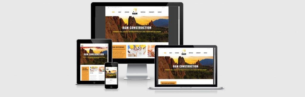 B&M Construction | Clients of Third Angle Marketing Website screenshots of B&M Construction, a ground-up construction service provider in Colorado Springs, CO.