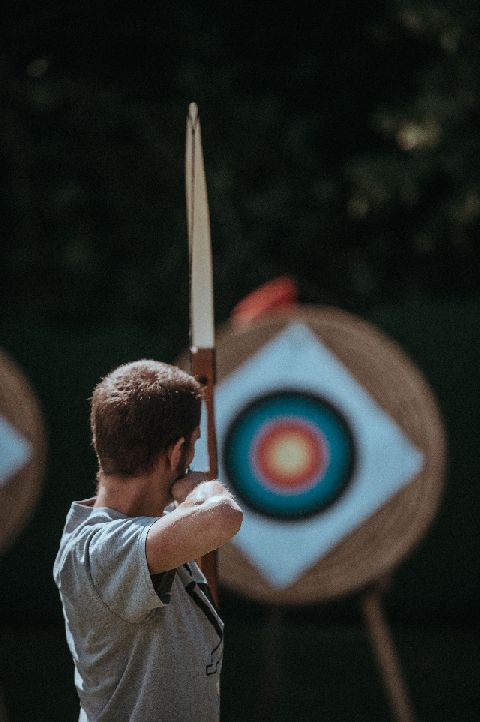 Acher lining up his bullseye target