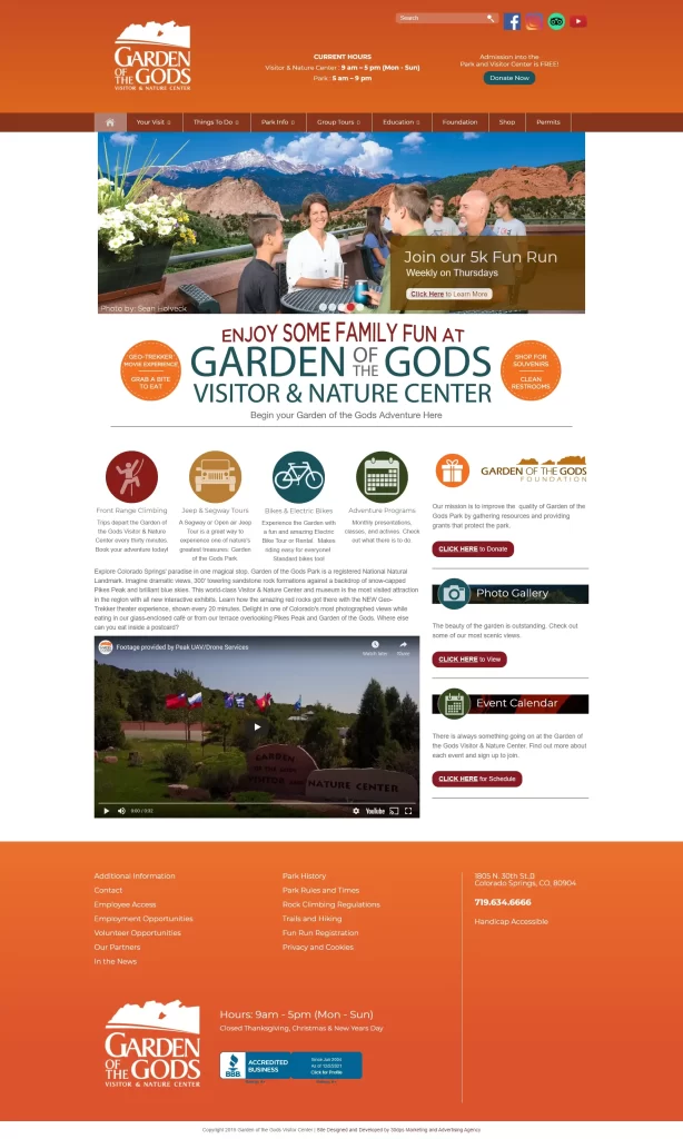 Garden of the Gods Old Home Page Design